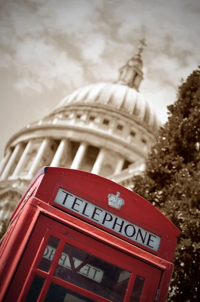 stock image London phone box and St Paul's