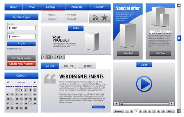 Diseño web de negocios azules — Archivo Imágenes Vectoriales