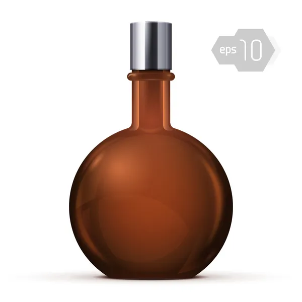 Brown Glass Round Alcohol Bottle — Stock Vector