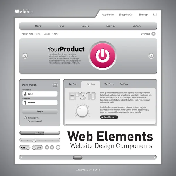 Elementos web Componentes de diseño web — Vector de stock