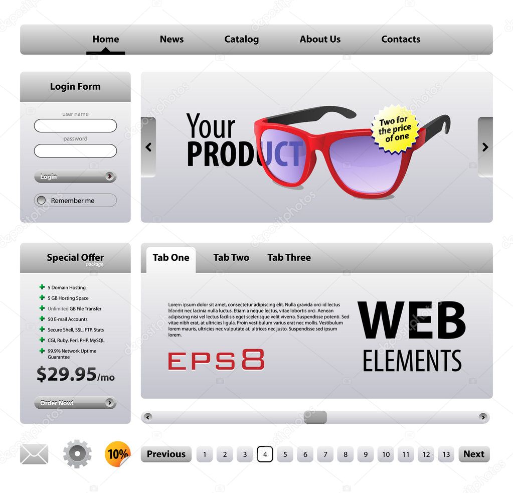 Perfect Web Elements Template Design Gray