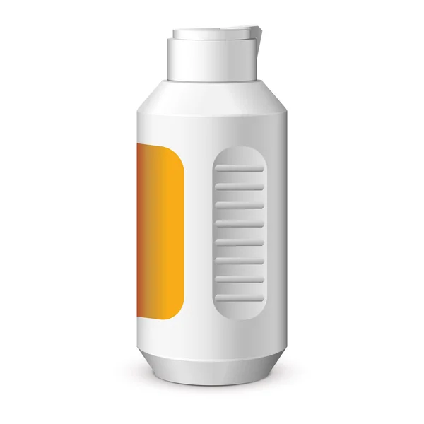 Espuma de plástico garrafa branca com Sticke — Vetor de Stock