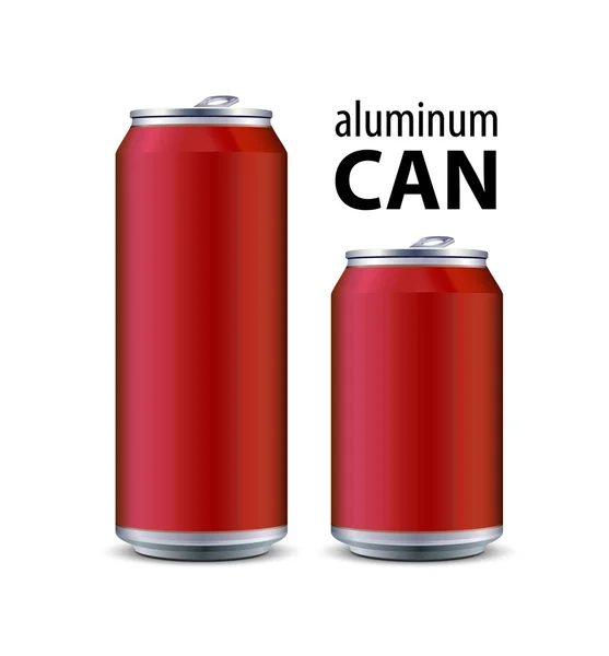 两个红色铝罐δύο κόκκινο αλουμίνιο μπορεί να — 图库矢量图片