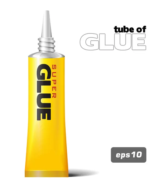 Yellow Tube Of Super Glue — Stock Vector