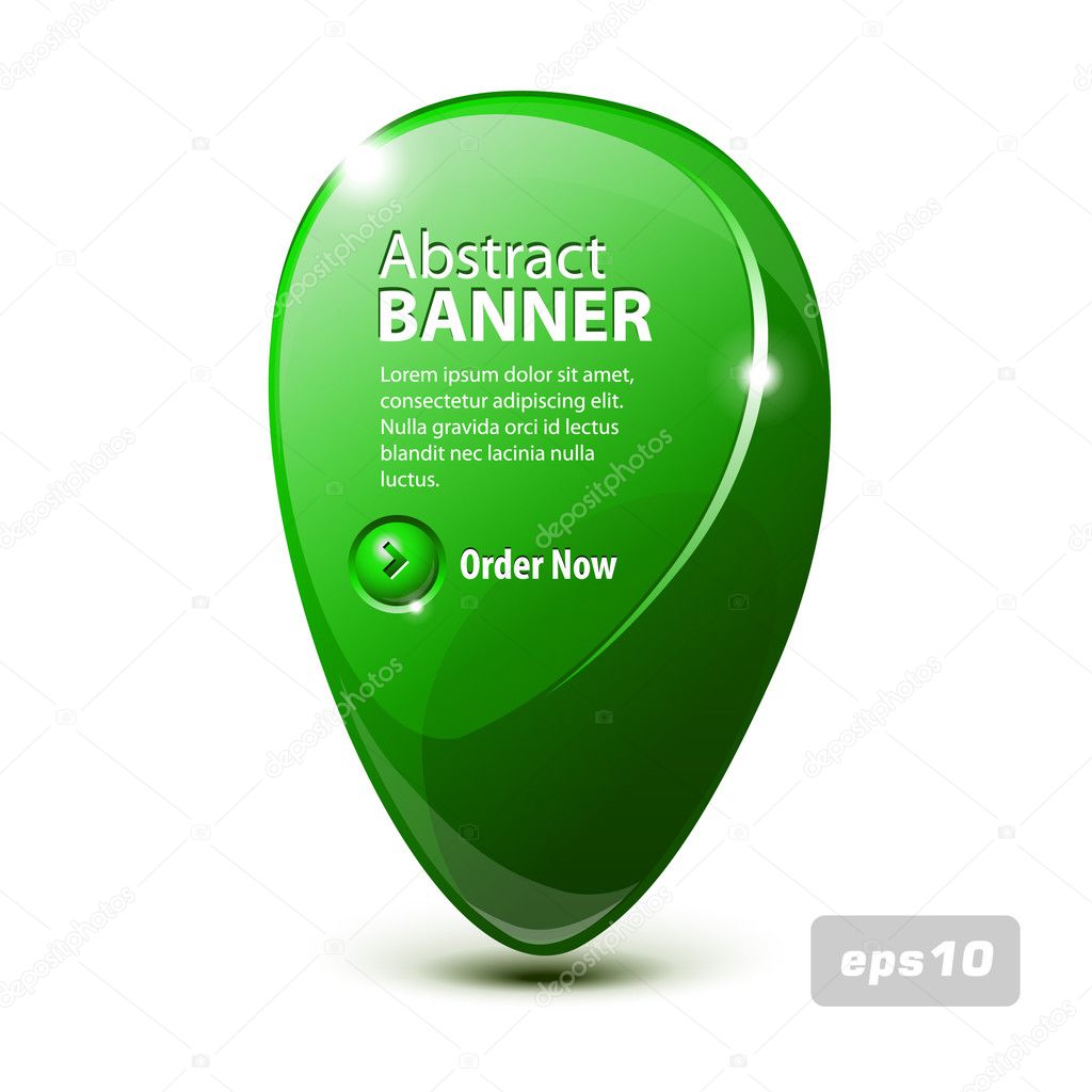 Abstract Shiny Glass Banner Green With Button