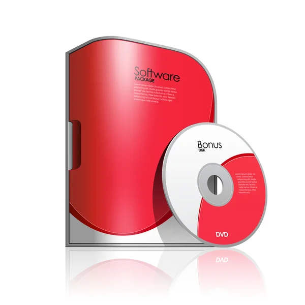 Boîte à logiciels rouge avec coins arrondis — Image vectorielle