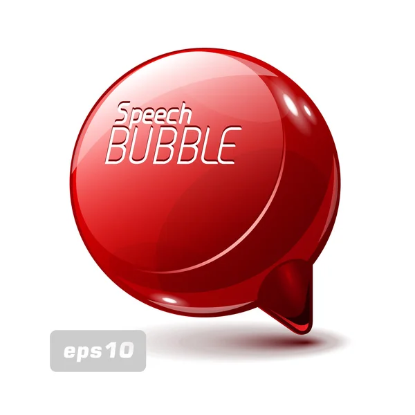 Burbuja de discurso de cristal brillante rojo — Vector de stock