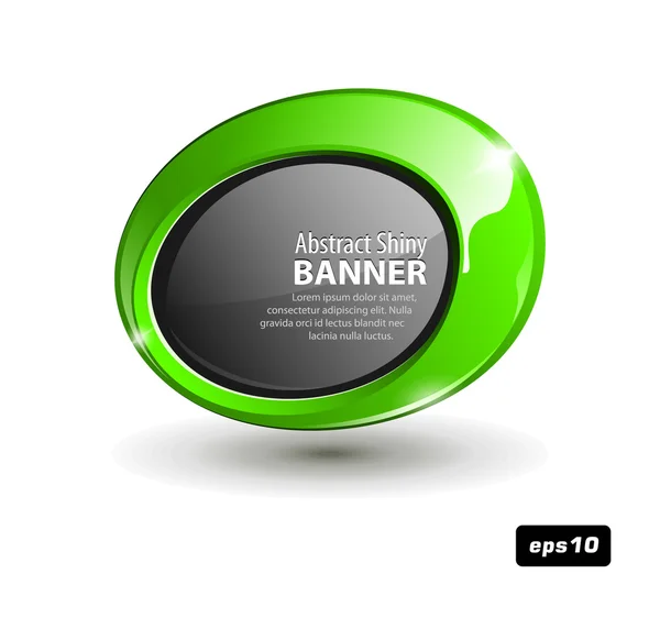 Banner redondo de plástico verde brillante — Vector de stock