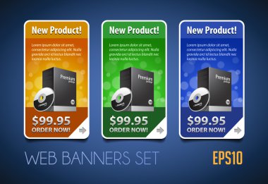 New Product Round Corners Banners Set Vector Colored Version 2: Blue, Yello clipart