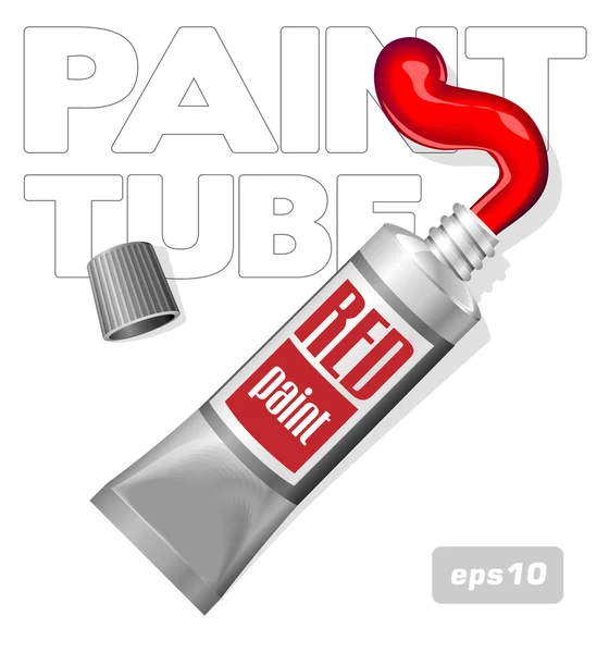 Peinture rouge dans le tube en aluminium — Image vectorielle