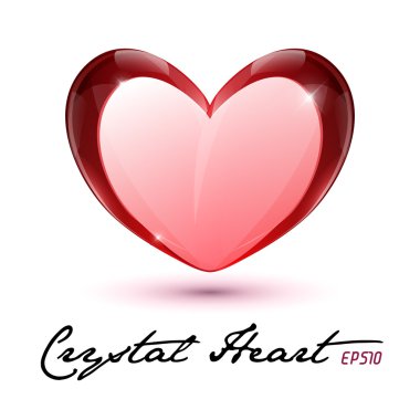 Crystal Heart Shiny Glass Rock Red Valentine's Day clipart