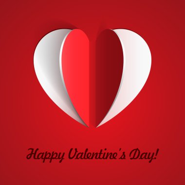 Red Heart lipped Sticker With Shadow Valentine's day clipart