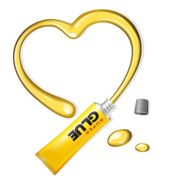 Yellow Glue Heart From Tube Valentine's Day clipart