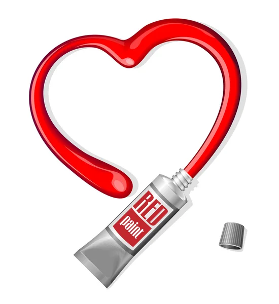 Red Glue Heart From Tube Valentine's Day — Stock Vector
