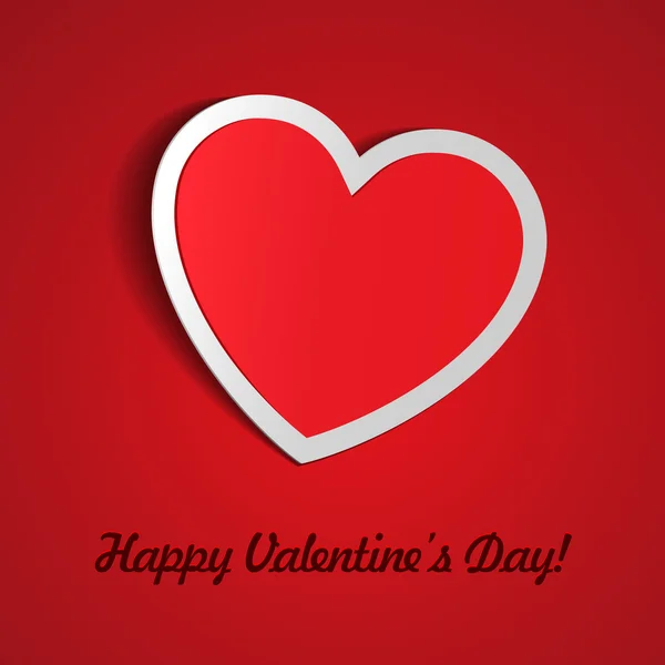 Piros szív papír matrica a Shadow Valentine's day — Stock Vector