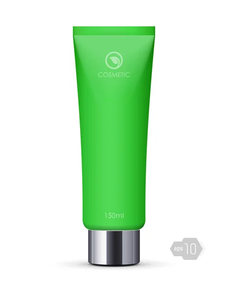 Green Long Clean Tube Of Cream — Stock Vector