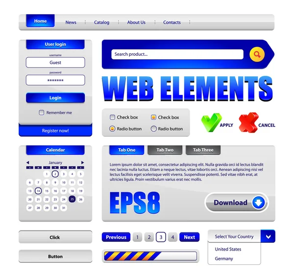 Elementos de diseño de interfaz web de gama alta — Vector de stock
