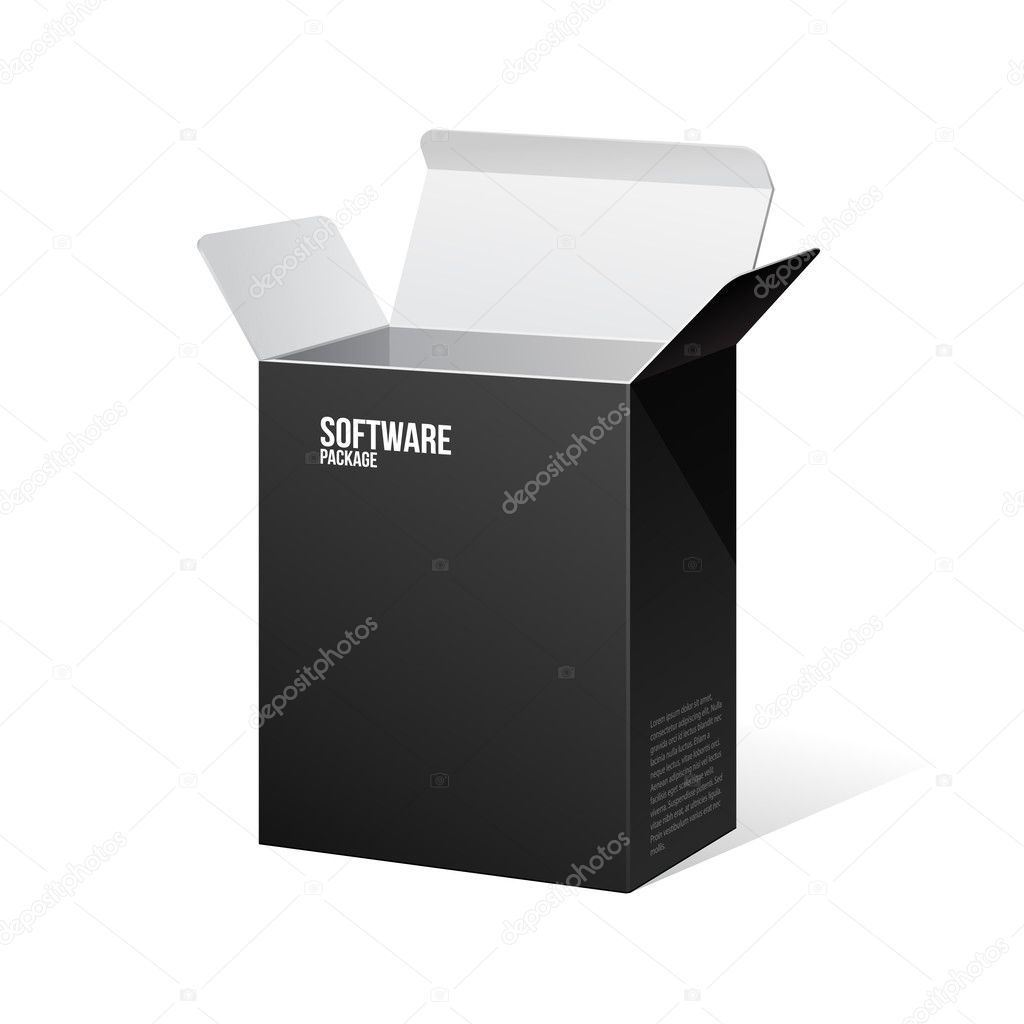Software Package Box Opened Black Inside White