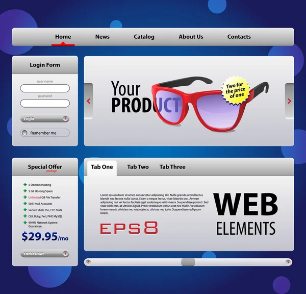 Design de modelo de elementos web perfeito — Vetor de Stock