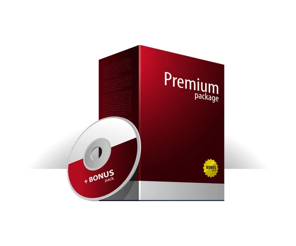 Caixa de pacote premium Purpure vermelho escuro com DVD ou CD Disk — Vetor de Stock