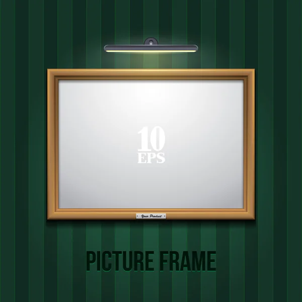Picture Frame Golden On Wall With Green Wallpapers — Stock Vector