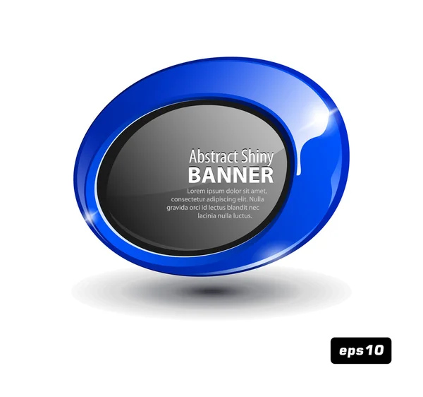 Banner redondo de plástico azul brillante — Vector de stock