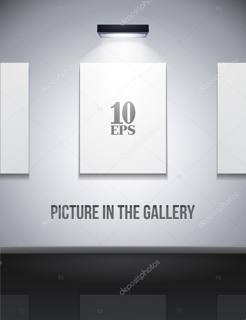 Picture On The Wall With Light In Gallery Grayscale