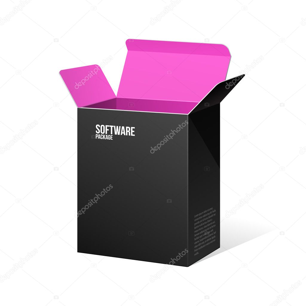 Software Package Box Opened Black Inside Pink Violet Purple