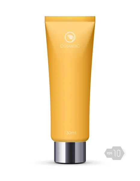 Amarillo largo limpio tubo de crema — Vector de stock