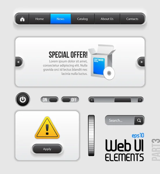 Elementi Web UI Design Grigio Blu — Vettoriale Stock