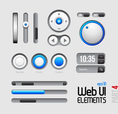 Web UI Elements Design Gray Blue clipart