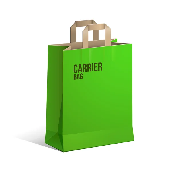 Carrier Paper Recycle Bag Marrone e verde vuoto — Vettoriale Stock