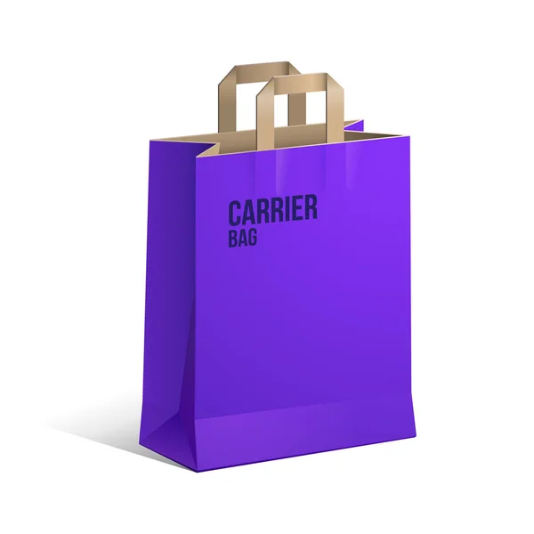 Bolsa de papel Portador Marrón Violeta Vacío — Vector de stock