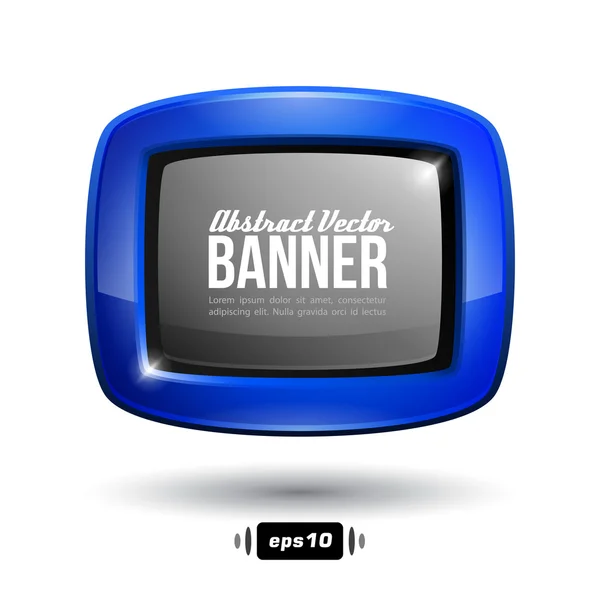 Banner quadrato blu lucido con angoli arrotondati — Vettoriale Stock