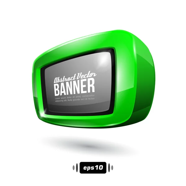 Shiny Green Square Banner With Rounded Corners — Stock Vector