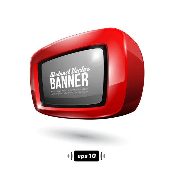 Banner quadrado vermelho brilhante com cantos arredondados — Vetor de Stock