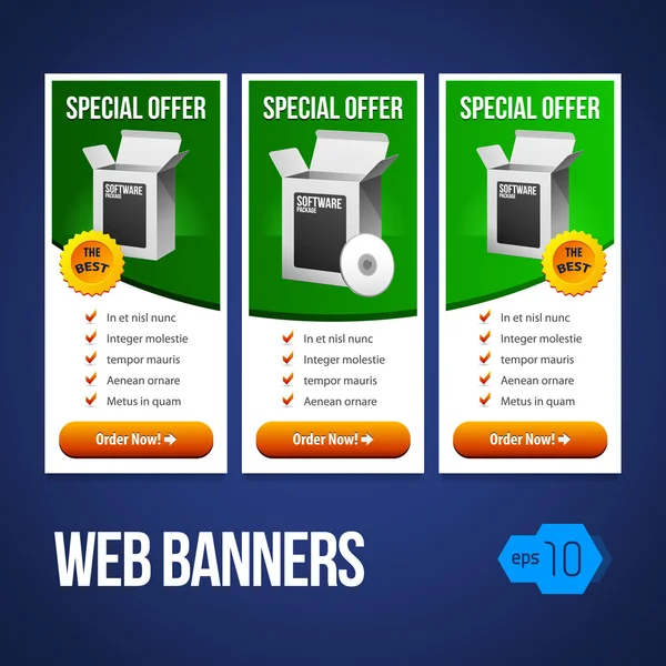 Oferta especial Banner Set Vector Verde — Vector de stock
