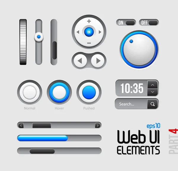 Elementi Web UI Design Grigio Blu — Vettoriale Stock