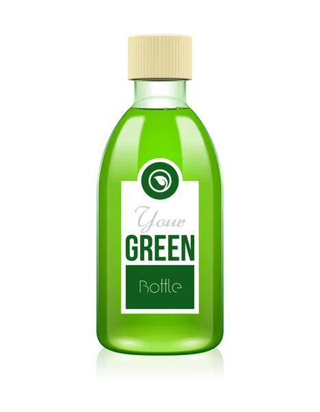 Yeşil cam kozmetik ilaç şişesi — Stok Vektör