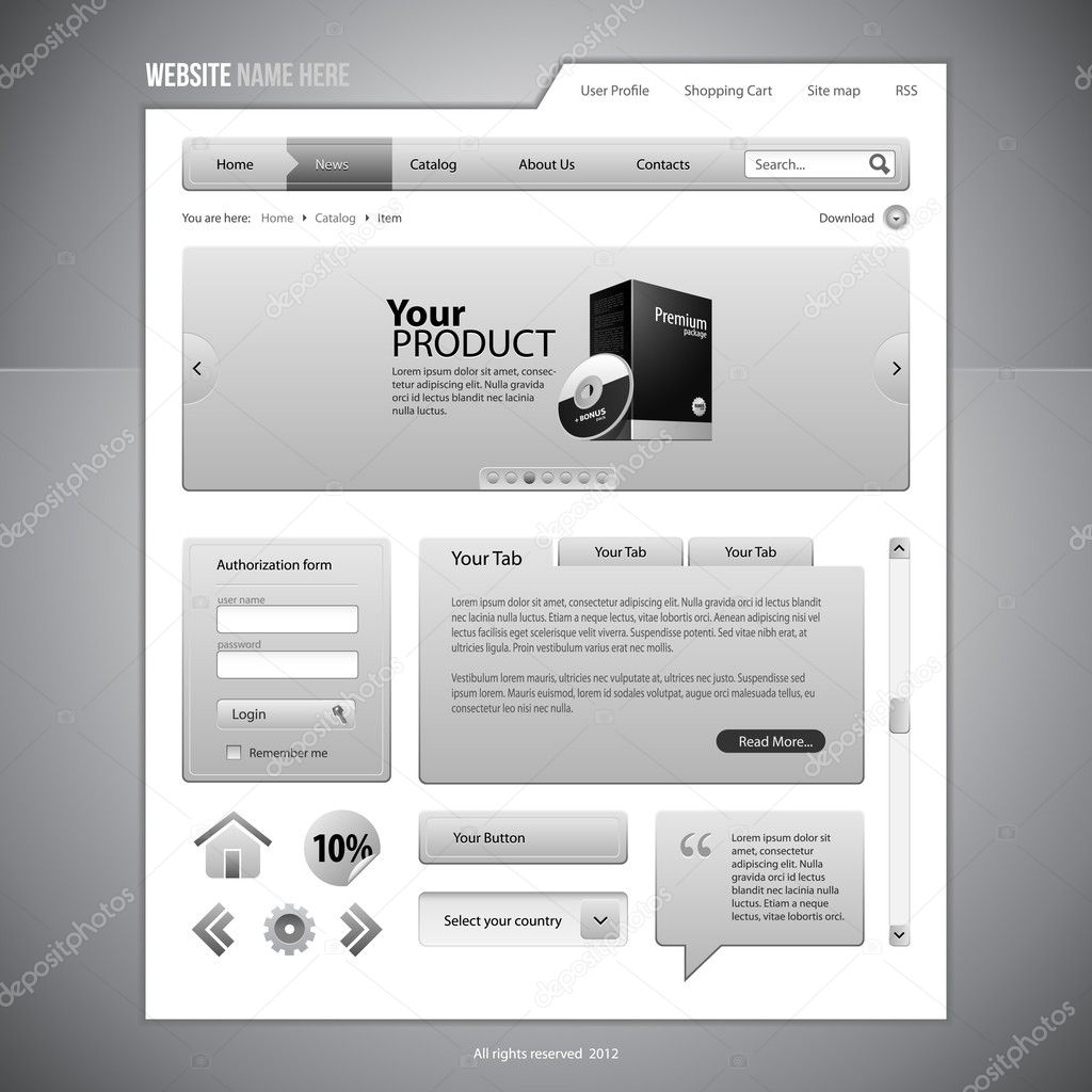Gray Web Elements Website Design Components