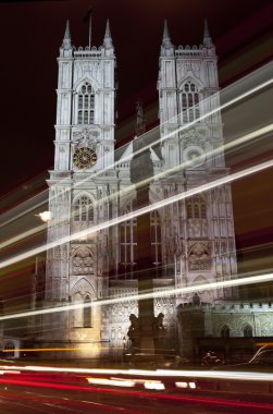 Westminster abbey ve Londra'da ışık trails