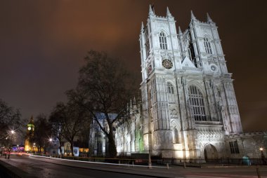 Westminster Abbey and Big Ben in London clipart