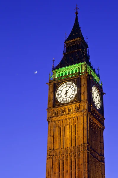 Big Bena z księżyca i Wenus — Zdjęcie stockowe