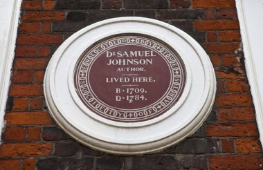 Samuel Johnson Plaque on Johnson House in London clipart