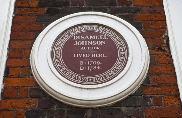 Samuel Johnson Plaque on Johnson House in London — Stock Photo, Image