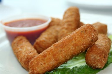 Fried Mozzarella With Sauce clipart