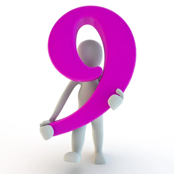 3D Человеческий символ с розовым номером — стоковое фото