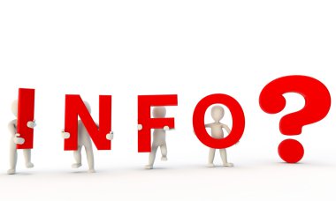 3d insanlar kırmızı bilgi kelime şekillendirme