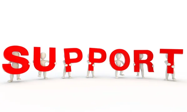 stock image 3D humans forming red support word