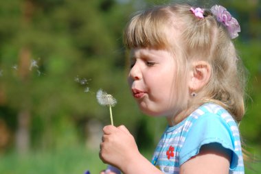 Girl and a dandelion clipart